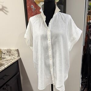 Rugby Ralph Lauren Linen relaxed fit White Button Down Shirt XL/TG